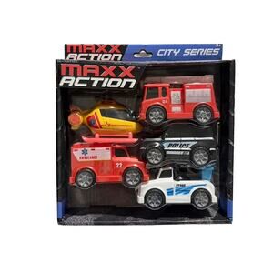Maxx Action City Series Emergency Vehicles 5 Piece Toy Car Truck Helicopter Set